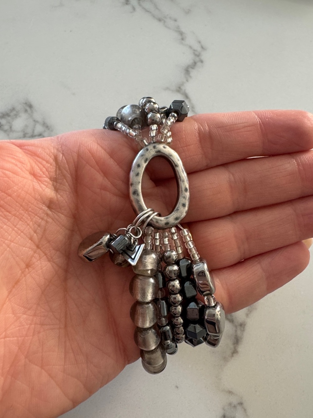 Silpada Sterling Silver Hematite Hailstone Stretch 5 strand Bracelet -  B1935